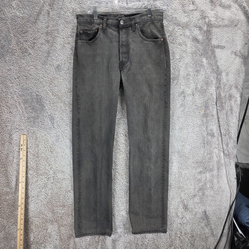 Vintage Levis 501 Jeans Womens Gray Charcoal Straight Button Fly USA Fits 29x30